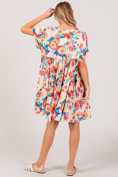 Explore More Collection - SAGE + FIG Full Size Floral Button-Down Short Sleeve Dress