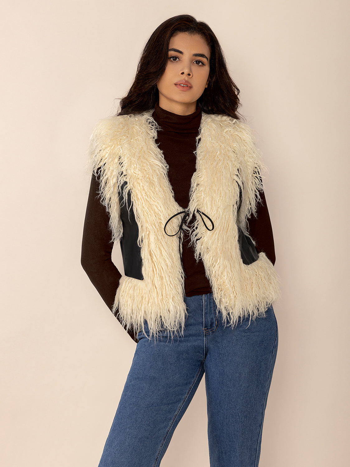 Explore More Collection - Tied Fringe Contrast Vest