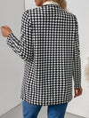 Explore More Collection - Houndstooth Open Front Long Sleeve Jacket