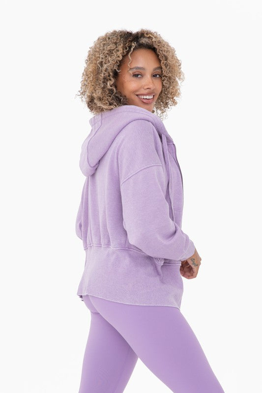 Explore More Collection - Fleece Hoodie Jacket with Tapered Sleeves -  Lizzie's Boutique