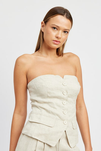 Explore More Collection - BUTTON DOWN BUSTIER TUBE TOP