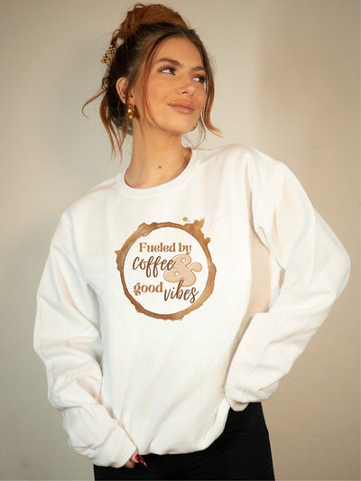 Explore More Collection - Coffee and Good Vibes Bella Graphic Sweatshirt