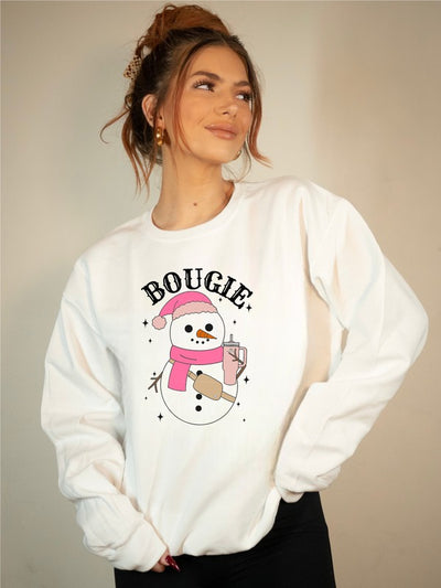Explore More Collection - Bougie Snowman Graphic Sweatshirt