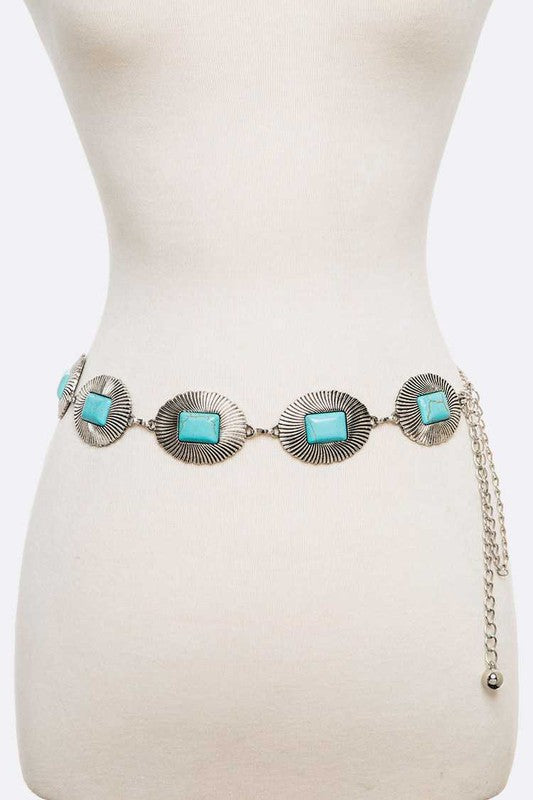 Explore More Collection - Turquoise Station Link Western Chain Belt