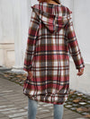 Explore More Collection - Plaid Zip Up Hooded Coat