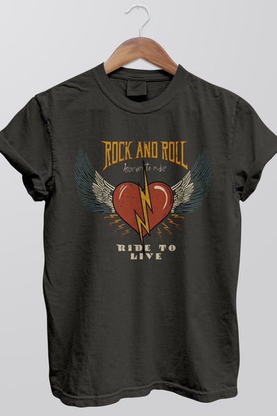 Explore More Collection - Rock and Roll Born to Ride, Garment Dye Tee