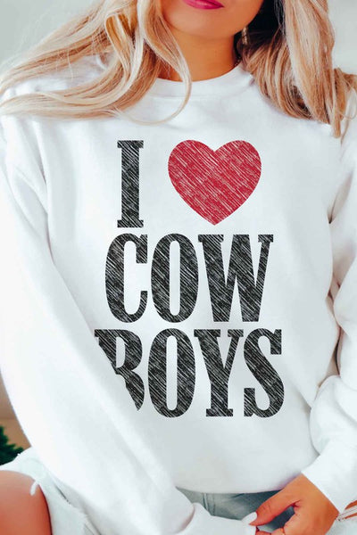Explore More Collection - I LOVE COWBOYS WESTERN OVERSIZED SWEATSHIRT