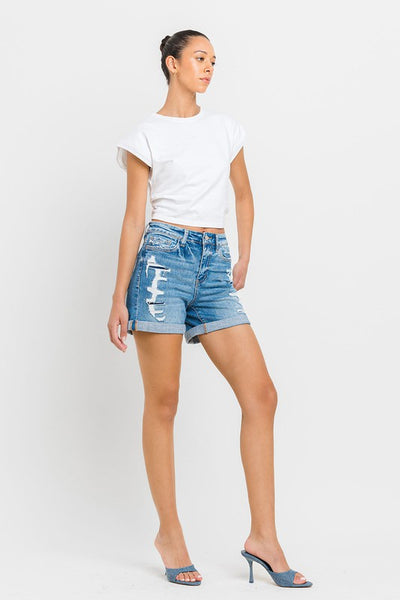 Explore More Collection - High Rise Double Cuff Shorts