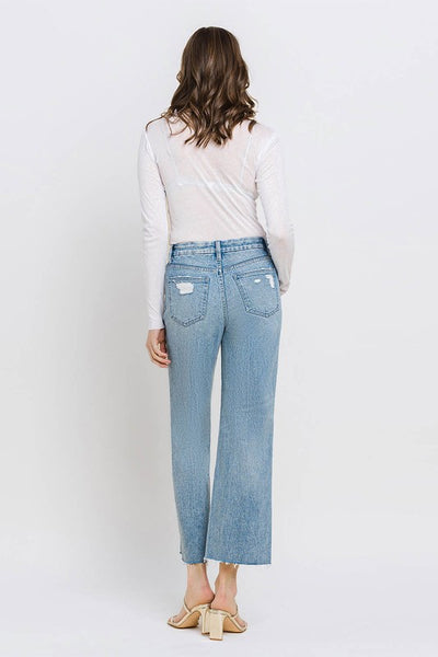 Explore More Collection - Mid Rise Crop Wide Leg Jeans