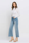Explore More Collection - Mid Rise Crop Wide Leg Jeans