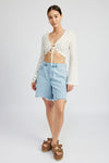 Explore More Collection - CROCHET BELL SLEEVE TOP WTIH FRONT O RING