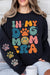 Explore More Collection - My Dog Mom Era Sleeve Graphic Fleece Sweatshirt