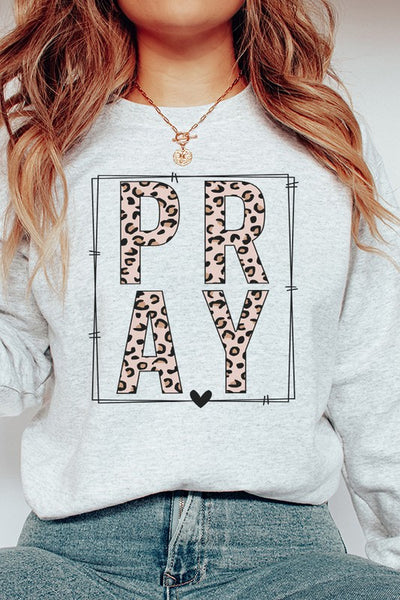 Explore More Collection - Pray Leopard Block Religious Sweatshirt