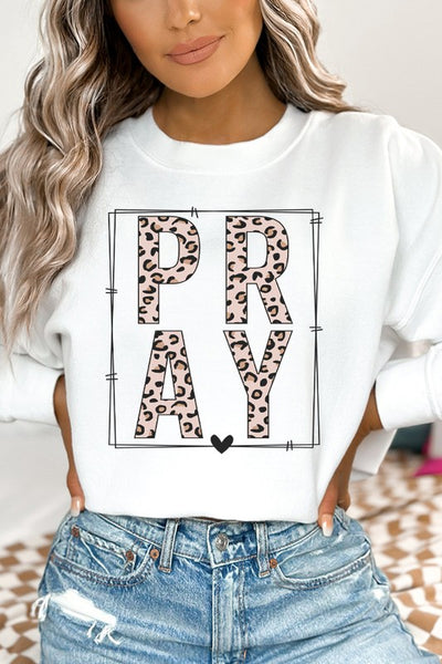 Explore More Collection - Pray Leopard Block Religious Sweatshirt