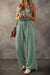 Explore More Collection - Drawstring Wide Strap Wide Leg Overalls