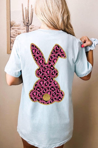 Explore More Collection - Easter Bunny Faux Glitter Back Graphic T Shirts