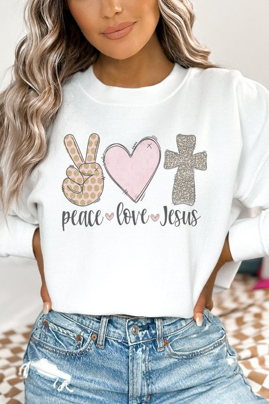 Explore More Collection - Easter Peace Love Jesus Graphic Sweatshirt