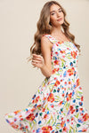 Explore More Collection - Flower Print Square Neck Dress