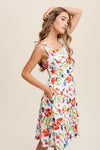 Explore More Collection - Flower Print Square Neck Dress