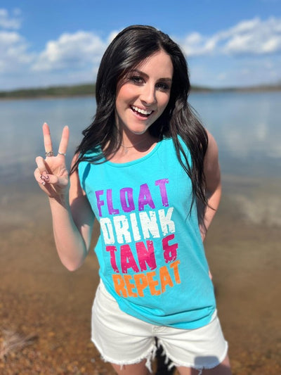 Explore More Collection - Float Drink Tan Repeat Tank Top