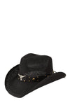 Explore More Collection - Cow Buckle and Cowboy Style Beaded Straw Hat