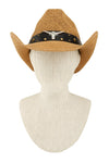 Explore More Collection - Cow Buckle and Cowboy Style Beaded Straw Hat