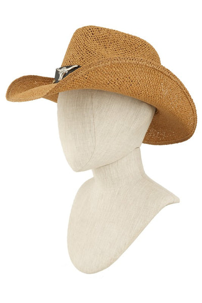 Explore More Collection - Cow Buckle and Cowboy Style Beaded Straw Hat