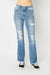 Explore More Collection - Judy Blue Full Size Distressed Raw Hem Bootcut Jeans