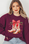 Explore More Collection - Christmas Cowgirl Boots Graphic Fleece Sweatshirts