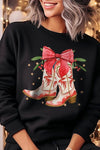 Explore More Collection - Christmas Cowgirl Boots Graphic Fleece Sweatshirts