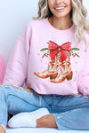 Explore More Collection - Christmas Cowgirl Boots Graphic Fleece Sweatshirts