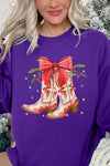 Explore More Collection - Christmas Cowgirl Boots Graphic Fleece Sweatshirts