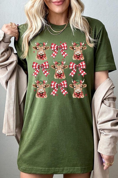 Explore More Collection - Christmas Highland Cow Graphic Tee