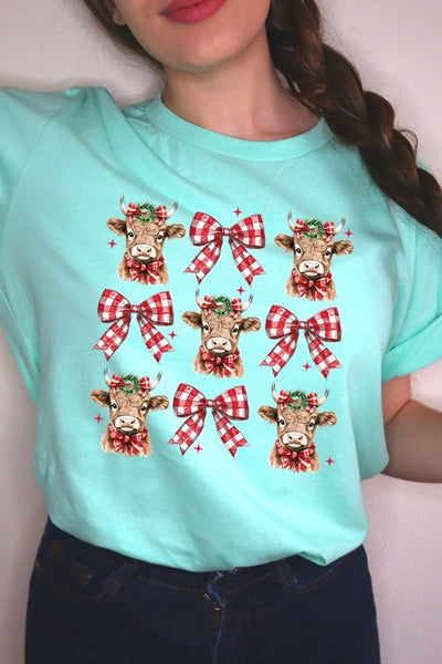 Explore More Collection - Christmas Highland Cow Graphic Tee