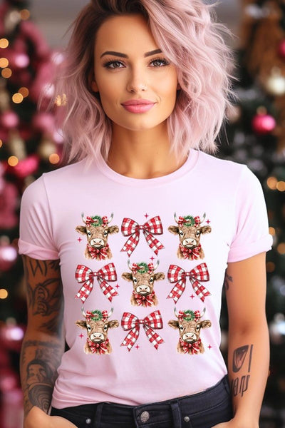 Explore More Collection - Christmas Highland Cow Graphic Tee