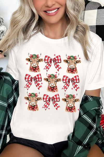 Explore More Collection - Christmas Highland Cow Graphic Tee