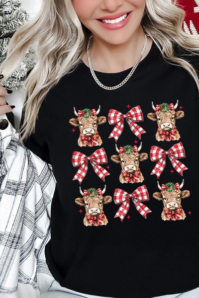 Explore More Collection - Christmas Highland Cow Graphic Tee