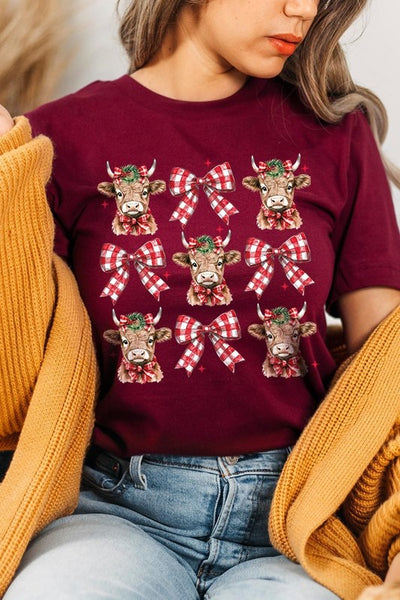 Explore More Collection - Christmas Highland Cow Graphic Tee