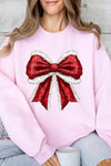 Explore More Collection - Christmas Santa Bow Graphic Fleece Sweatshirts