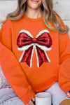 Explore More Collection - Christmas Santa Bow Graphic Fleece Sweatshirts