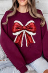 Explore More Collection - Christmas Santa Bow Graphic Fleece Sweatshirts