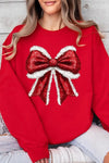 Explore More Collection - Christmas Santa Bow Graphic Fleece Sweatshirts