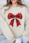 Explore More Collection - Christmas Santa Bow Graphic Fleece Sweatshirts