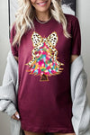 Explore More Collection - Faux Glitter Colorful Christmas Tree Graphic Tee