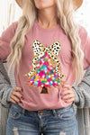 Explore More Collection - Faux Glitter Colorful Christmas Tree Graphic Tee