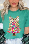 Explore More Collection - Faux Glitter Colorful Christmas Tree Graphic Tee