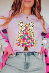 Explore More Collection - Faux Glitter Colorful Christmas Tree Graphic Tee