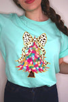 Explore More Collection - Faux Glitter Colorful Christmas Tree Graphic Tee