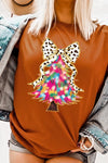 Explore More Collection - Faux Glitter Colorful Christmas Tree Graphic Tee