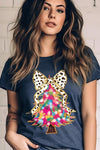 Explore More Collection - Faux Glitter Colorful Christmas Tree Graphic Tee